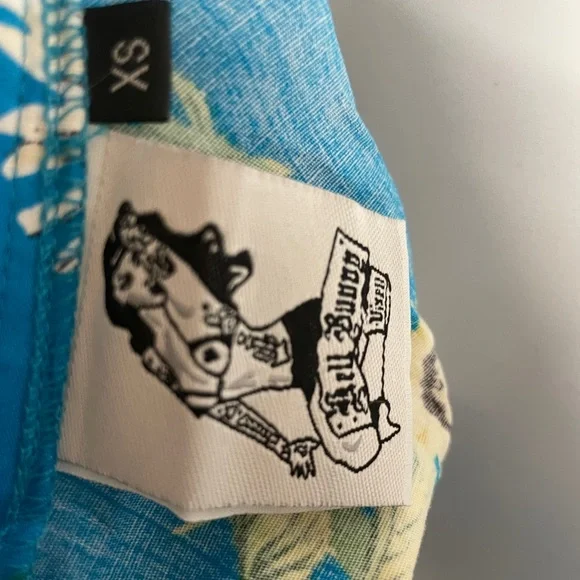 Hell Bunny XS 50’s style Full Skirt, Blue with Sunflowers and Daisies - Picture 6 of 8